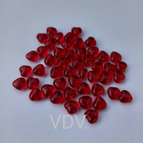 111-79001-00-8/8мм-90080 Намистини HEARTS (червоний прозорий) 10 г 111-79001-00-8/8мм-90080 Намистини HEARTS (червоний прозорий) 10 г