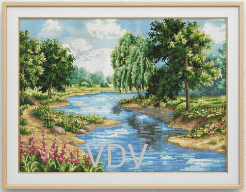 М-0279 "Тепло літнього дня" (набір для вишивання муліне ДМС) 32x23 см. Вишивка Пейзаж. фото 2