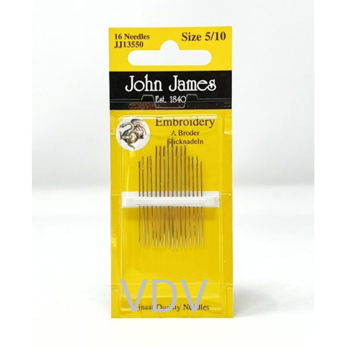 JJ13550 Голка вишивальна №5/10 (1 блістер х 16 голок) JohnJames (Англія)