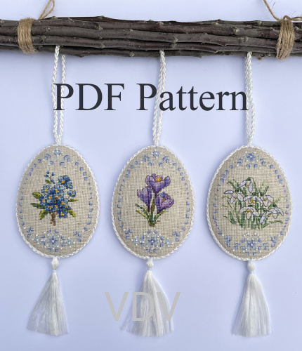 Електронна схема М-0334 "Весняна фантазія (3 іграшки)" (PDF-схема для вишивання муліне ДМС)) 7х10,5 см