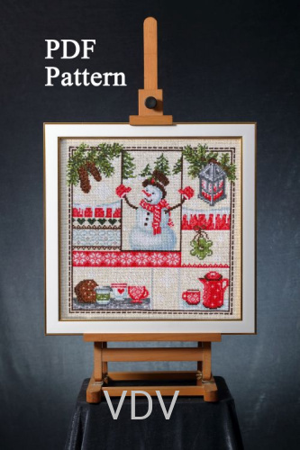Електронна схема М-0258 "Веселих свят" (PDF-схема для вишивання муліне ДМС) 20х20 см