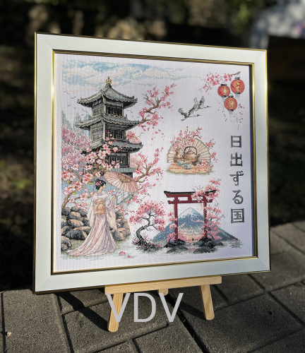 М-0306 "Цвітіння сакури" (набір для вишивання муліне ДМС + бісер Preciosa) 38х38 см