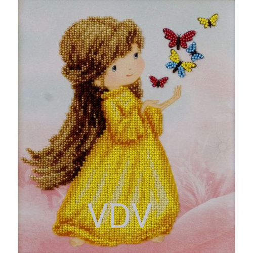 Т-0781 "Дівчинка з метеликами" (схема для вишивання бісером) 18х21 см
