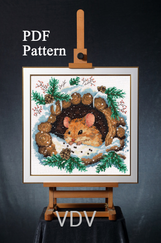 Електронна схема М-0386 "Мишеня" (PDF-схема для вишивання муліне ДМС) 20х20 см