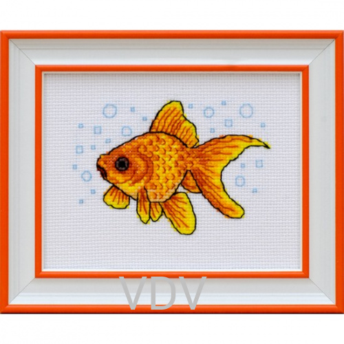КВ М-0222 "Золота рибка" (вишита картина муліне акрил) 11х15 см