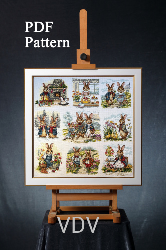 Електронна схема М-0308 "Родинні історії" (PDF-схема для вишивання муліне ДМС) 38х38 см