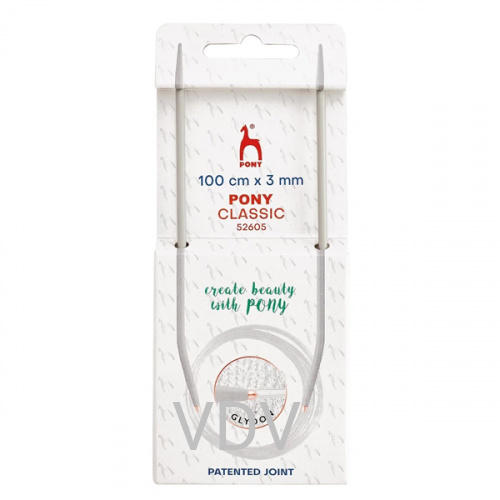 52605 Спиці Pony (Індія) 100 см-3 мм кругові алюмінієві (5 блістерів)