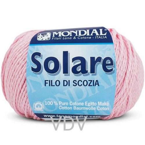 0708 Пряжа Mondial Solare (50 г/90 м) 100% бавовна, рожевий