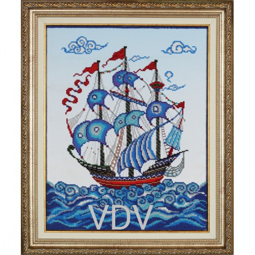 КВ Т-0579 "Кораблик" (вишита картина бісером Preciosa (Чехія) 17х17 см