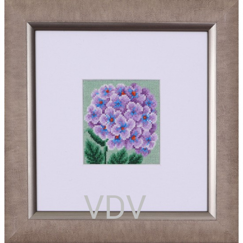 КВ М-0087 "Фіолетова гортензія" (вишита картина муліне ДМС) 10x10 см