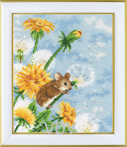 М-0394 "Мишка на кульбабці" (набір для вишивання муліне ДМС) 16х20 см