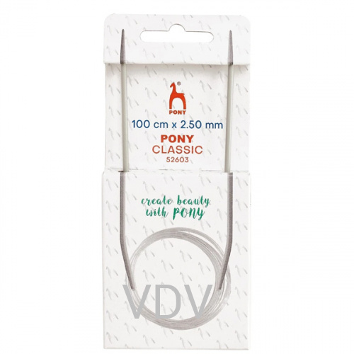 52603 Спиці Pony (Індія) 100 см-2.5 мм кругові алюмінієві (5 блістерів)
