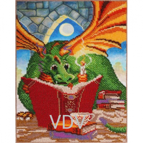 Т-0581 "Дракончик з книгою" (схема для вишивання бісером) 20х27 см