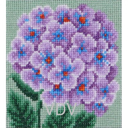М-0087 "Фіолетова гортензія" (набір для вишивання муліне ДМС) 10x10 см