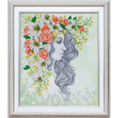 КВ Т-1005 "Дівчина-Весна"  (вишита картина бісером Preciosa (Чехія) 31х38 см
