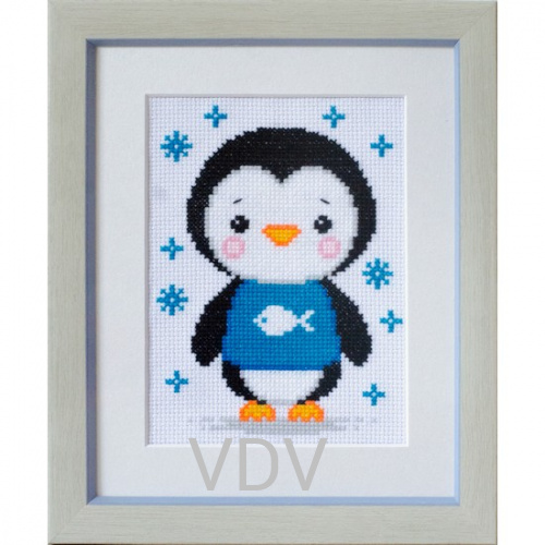 КВ М-0235 "Пінгвінчик" (вишита картина муліне акрил) 11х15 см