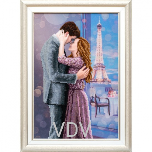 КВ Т-1260 "Закохані в Парижі" (вишита картина бісером Preciosa (Чехія) 33х49 см