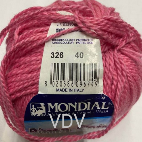 0326 Пряжа Mondial Pima Soft (50 г/125 м) 100% бавовна, яскраво-рожевий