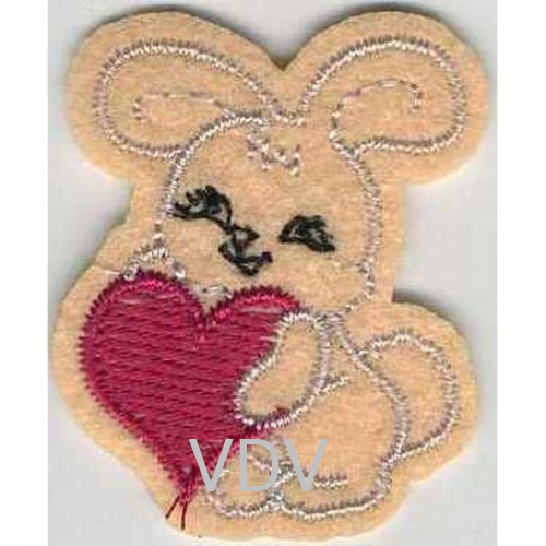 Термоаплікація клейова "Заєць з сердечком" (уп. 5 шт) ТА-4118 