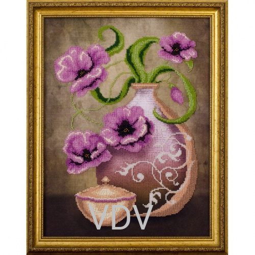 КВ Т-0014 "Ваза з тюльпанами" (вишита картина бісером Preciosa (Чехія) 31х41 см