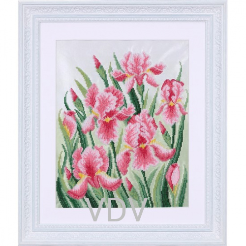 КВ Т-0377 "Бордові іриси" (вишита картина бісером Preciosa (Чехія) 28х32 см