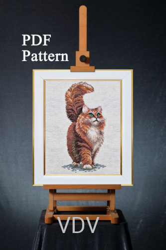 Електронна схема М-0259 "Кіт" (PDF-схема для вишивання муліне ДМС) 18x26 см