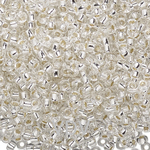 RR-1 Бісер Miyuki Round Rocailles 15/0 (прозорий із срібною серединкою) 50 г