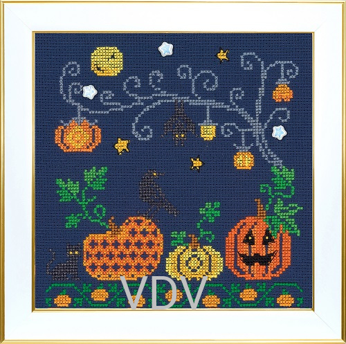КВ М-0381 "Гарбузики Хелловін" (вишита картина муліне ДМС) 14х14 см