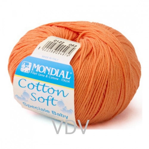 0122 Пряжа Mondial Cotton Soft (50 г/180 м) 100% бавовна, помаранчевий