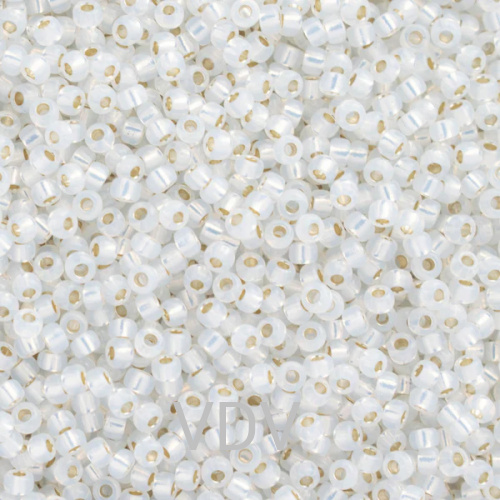 RR-551 Бісер Miyuki Round Rocailles 15/0 (опал із золотою серединкою) 50 г