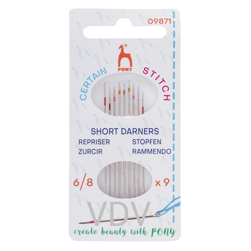 09871 Голка Pony (Індія) для рівномірних стібків з великим вушком №6/8 9 шт (5 блістерів)