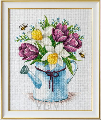 М-0288 "Весняний настрій" (набір для вишивання муліне ДМС) 15,5х19 см. Вишивка Квіти.