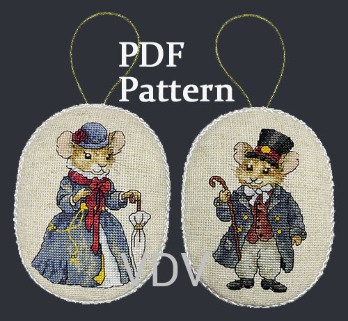 Електронна схема М-0338 "Мишки" (PDF-схема для вишивання муліне ДМС) 10х13,5 см