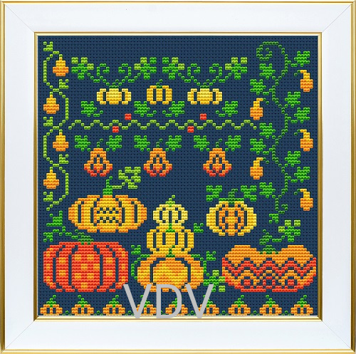 КВ М-0382 "Гарбузики" (вишита картина муліне ДМС) 14х14 см