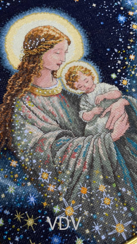 М-0304 "Материнське благословення" (набір для вишивання муліне ДМС) 31х31 см. Вишивка Мадонна. фото 2