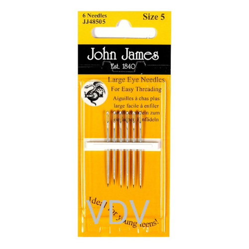 JJ48505 Голка для шиття з великим вушком №5 (1 блістер х 6 голок) JohnJames (Англія)