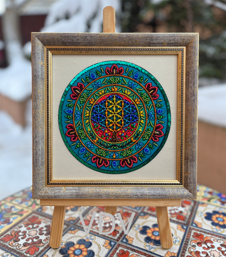 ТН-1433 "Мандала. Лотос - сила відродження" (набір для вишивання бісером Preciosa, рубкою, паєтками) 20х20 см