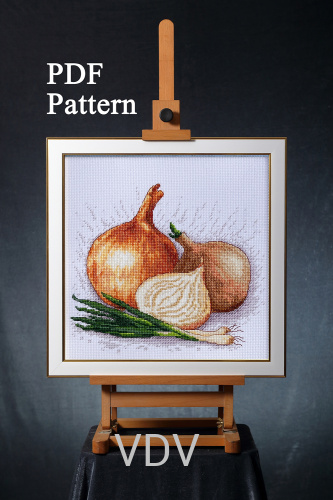 Електронна схема М-0384 "Цибуля"  (PDF-схема для вишивання муліне  ДМС) 20х20 см