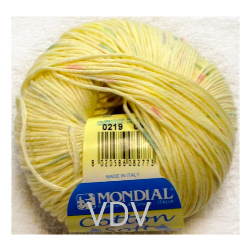 0219 Пряжа Mondial Cotton Soft (50 г/180 м) 100% бавовна, жовтий меланж