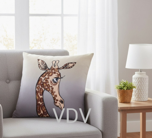 М-0768 Декоративна подушка "Жираф" (набір для вишивання декоративними швами) 40x40 см