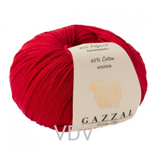 3439 Пряжа GAZZAL Baby Cotton (50 г/165 м) 60% бавовна, 40% акрил (червоний)  