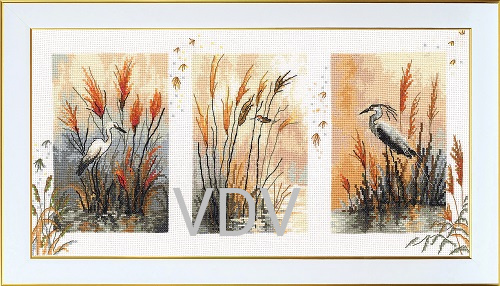 М-0370 "Триптих. Чаплі" (набір для вишивання муліне ДМС) 38х20 см
