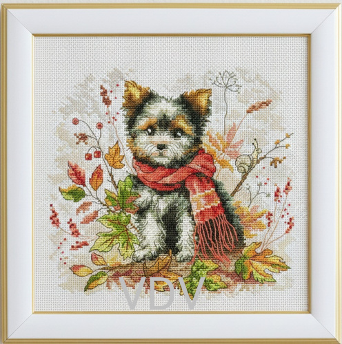 М-0353 "Песик Йорчик" (набір для вишивання муліне ДМС) 20х20 см