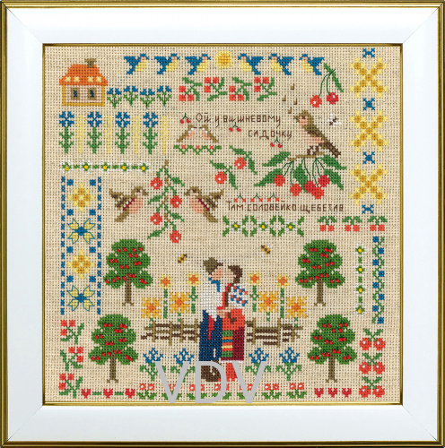 М-0377 "Ой, у вишневому саду..." (набір для вишивання муліне ДМС) 19х19 см