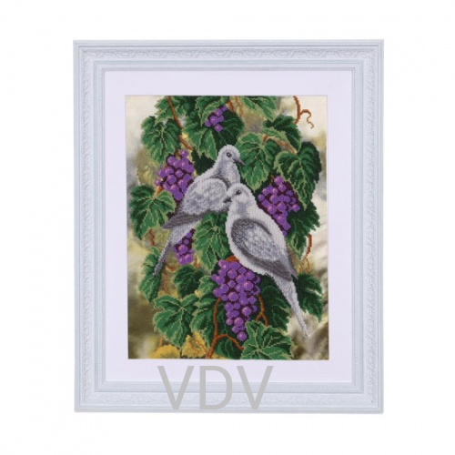 КВ Т-0507 "Горлиці на винограді" (вишита картина бісером Preciosa (Чехія) 30х40 см