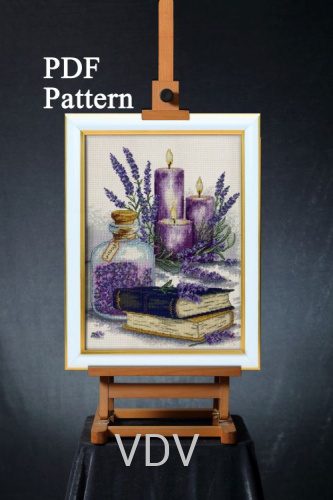 Електронна схема М-0296 "Аромат лаванди" (PDF-схема для вишивання муліне ДМС) 21х29 см