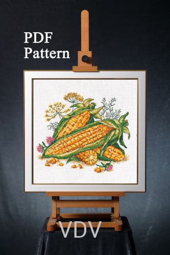 Електронна схема М-0328 "Сонячна кукурудза" (PDF-схема для вишивання муліне ДМС) 20х20 см