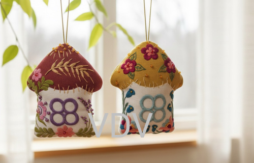 М-0357 "Будиночки" (набір для виготовлення іграшки, декоративна вишивка, 2 шт. в комплекті) 10х13 см