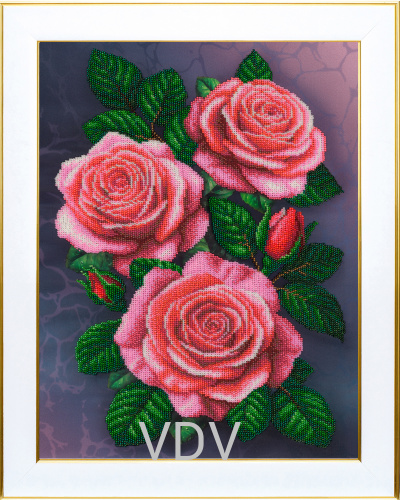 КВ Т-1429 "Троянди" (вишита картина бісером Preciosa (Чехія) 31х43 см