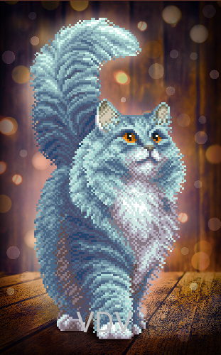 Т-1349 "Сірий кіт" (схема для вишивання бісером) 22х35 см